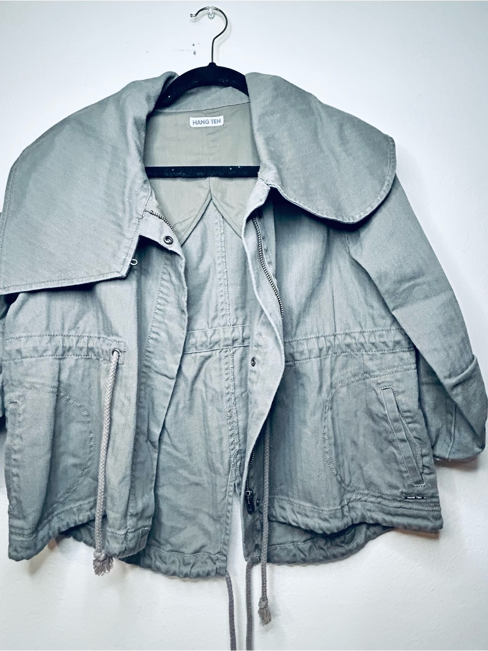 Hang Ten Women's Sage Green Color Drawstring Trench Jacket